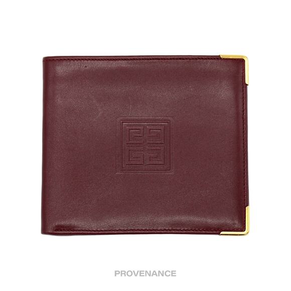 🔴 Givenchy Logo Bifold Wallet - Red Leather - Picture 1 of 6